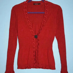 Nie + Zoe Women's Knit Cardigan Small Sweater Single Button Closure